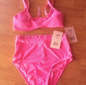 P**NWT YMI juniors swim suit, pink, sz M. MSRP $120